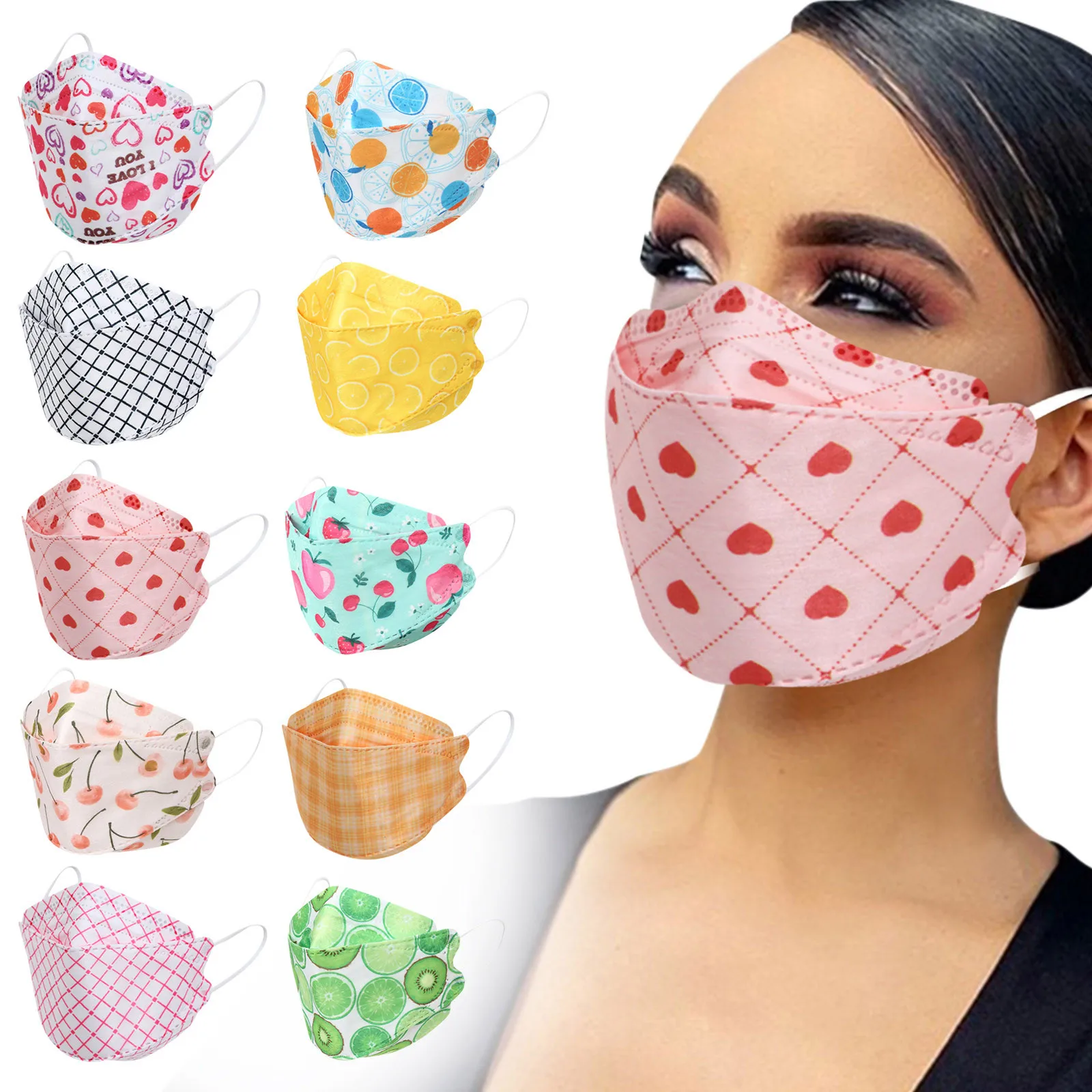 10 шт. маленькая свежая одноразовая маска для лица рыбы взрослых 4-слойная