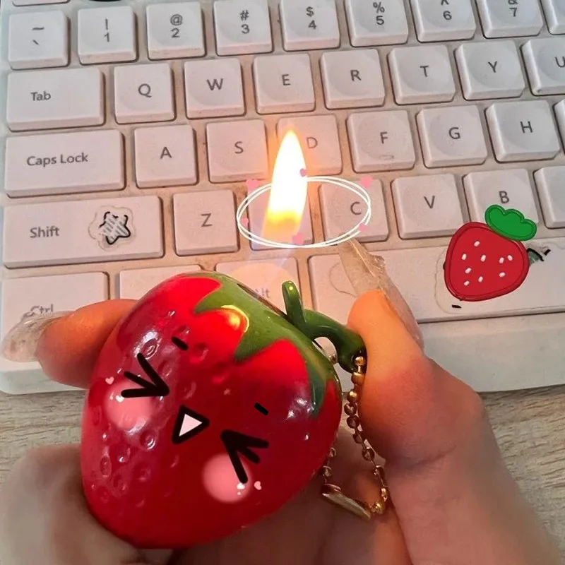 

Creative Keychain Strawberry Cute Cigarette Lighters Mini Torch Butane Jet Gas Lighter Smoking Accessories For Girlfriend Gifts