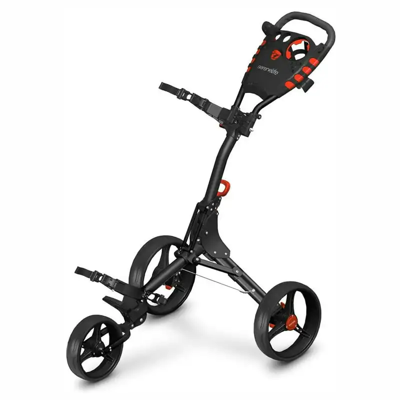 

Wheel Folding Walking Golf Bag Push Cart Holder with Cup Holder
