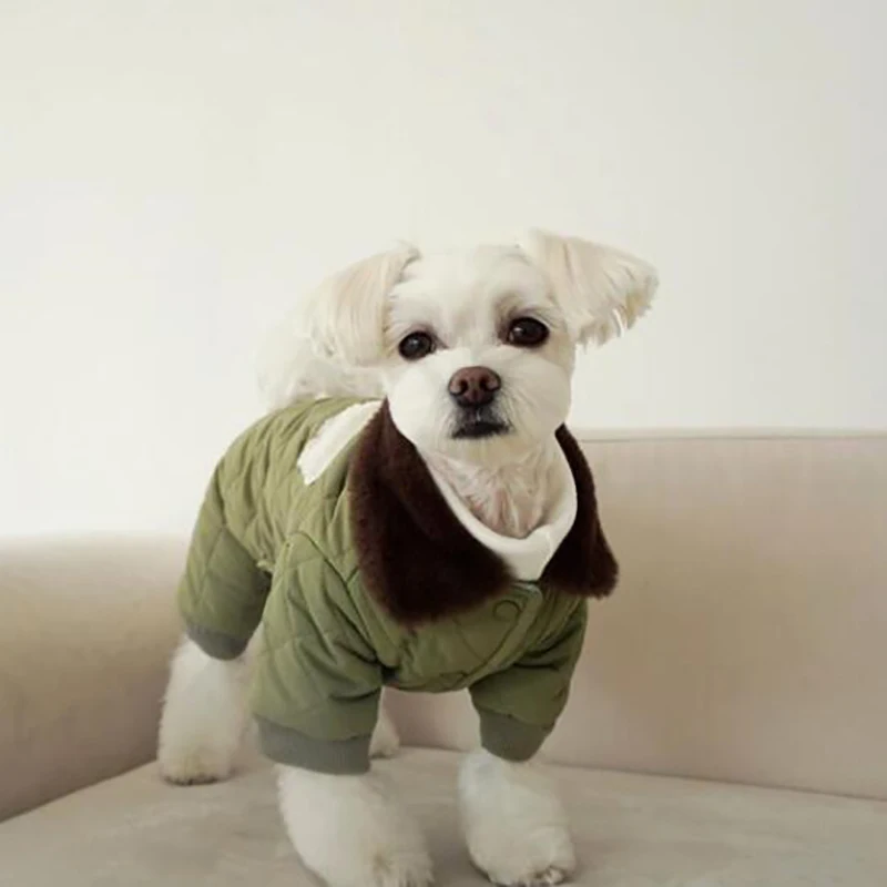 

Зимняя утепленная куртка, хлопковое пальто для домашних животных, теплая одежда для щенков, кошек, Женская Бишон, пудель, мультяшный медведь...