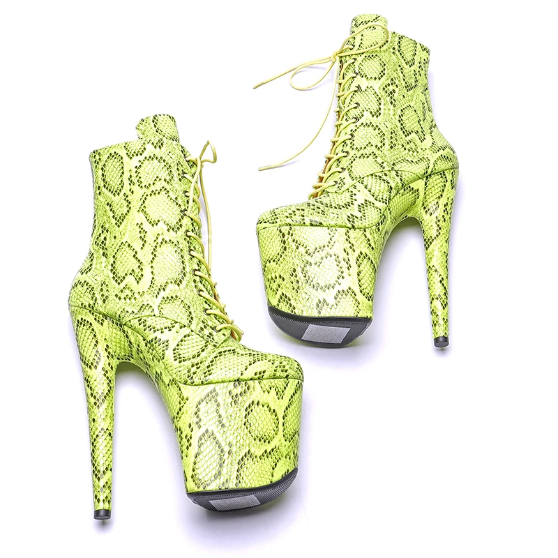 Leecabe 20CM/8inch Snake PU upper Exotic fashion trends high heel platform Pole Dance boot