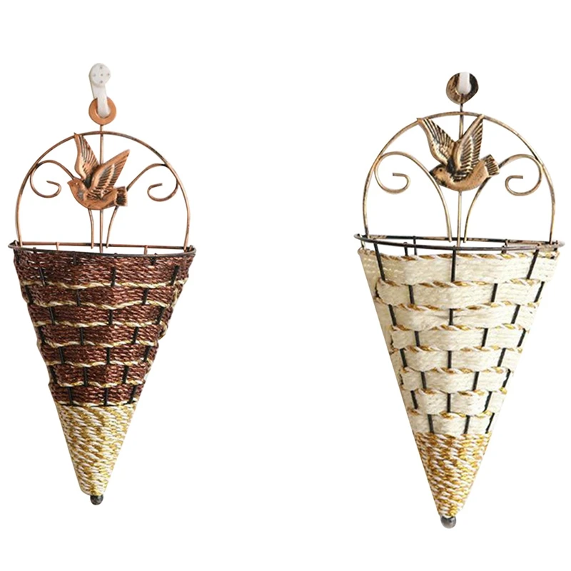 

Natural Wicker Basket Wall Hanging, Flower Pot Rattan Decor (,1 PCS)