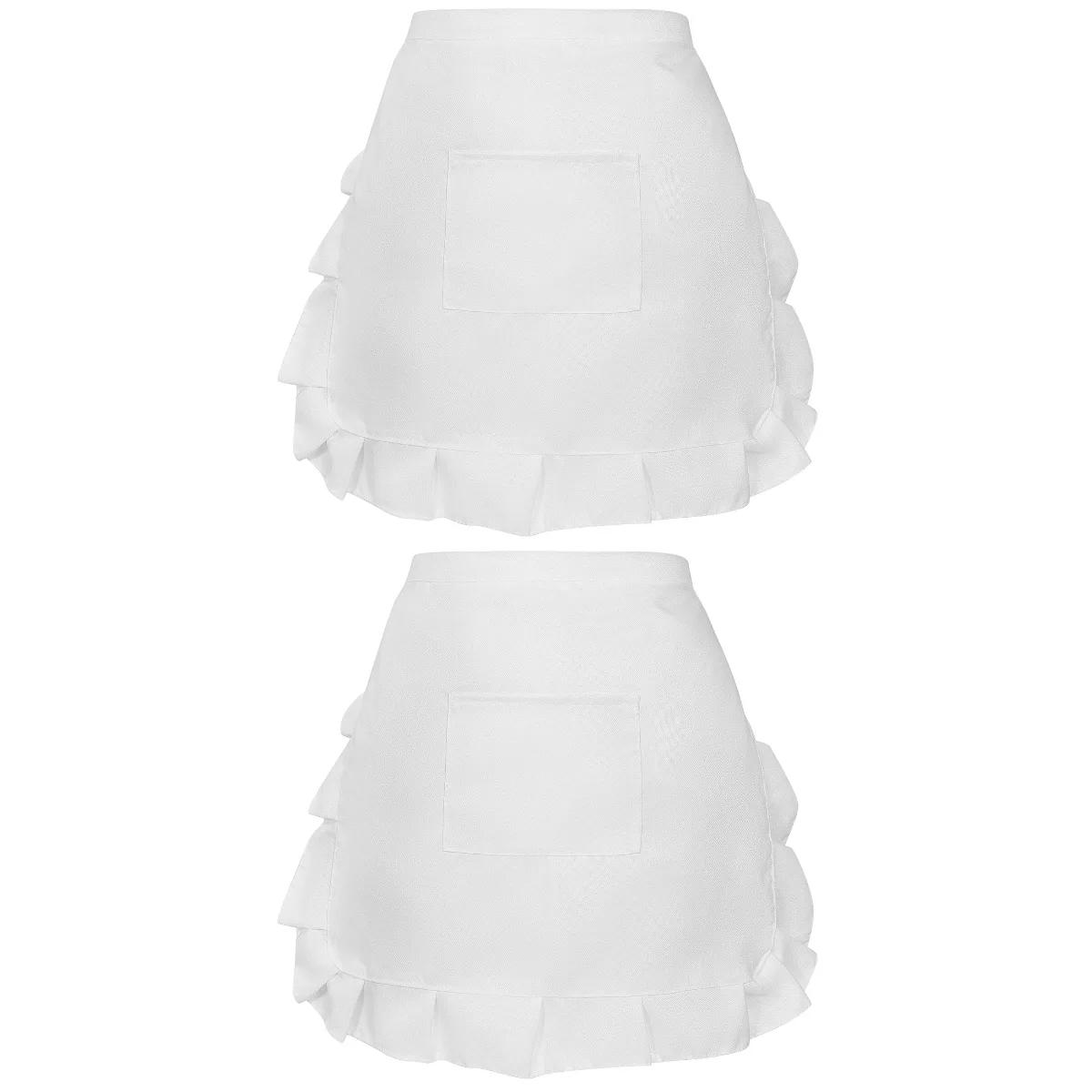 

2 Waitress Aprons with Pockets Bistro Waist Apron Cotton Apron Waitress Servant Costume Aprons Waist Bib