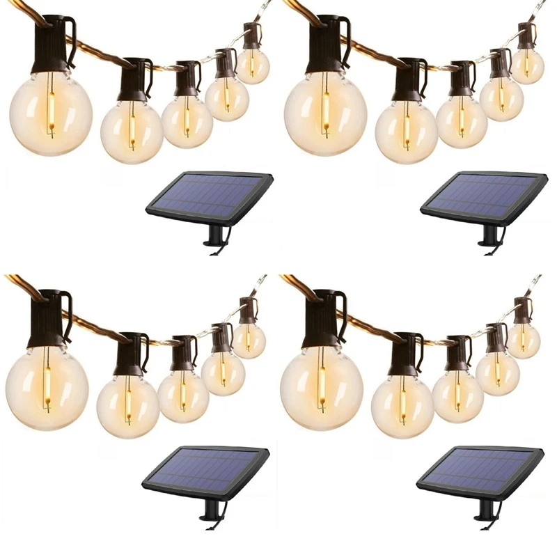 

4X G40 Solar Powered 18Ft Outdoor Patio Globe String Lights Bistro Yard Decoration 10 Bulbs
