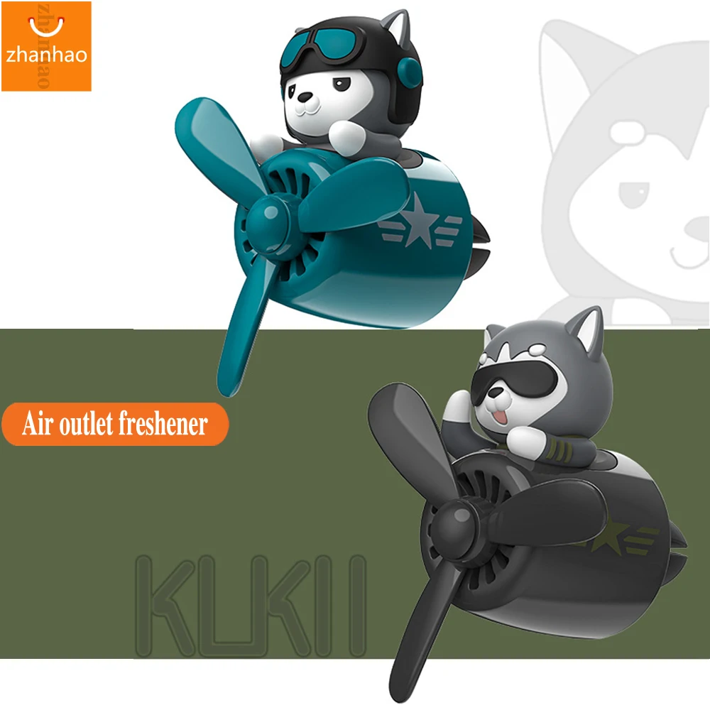 

72KM Husky Bear Pilot Car Air Freshener Air Outlet Propeller Rotating Auto Interior Accessories Women Perfume Flavoring Diffuser