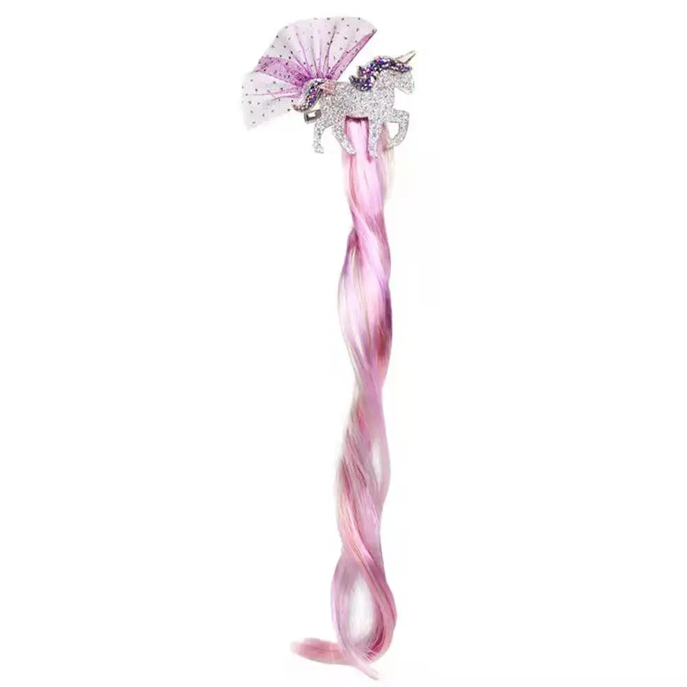 

New Colorful Rainbow Wig Sequins Unicorn Hairpins for Girls Yarn Wings Barrettes Colorful Hair Clips Pins Kids Headwear Gift