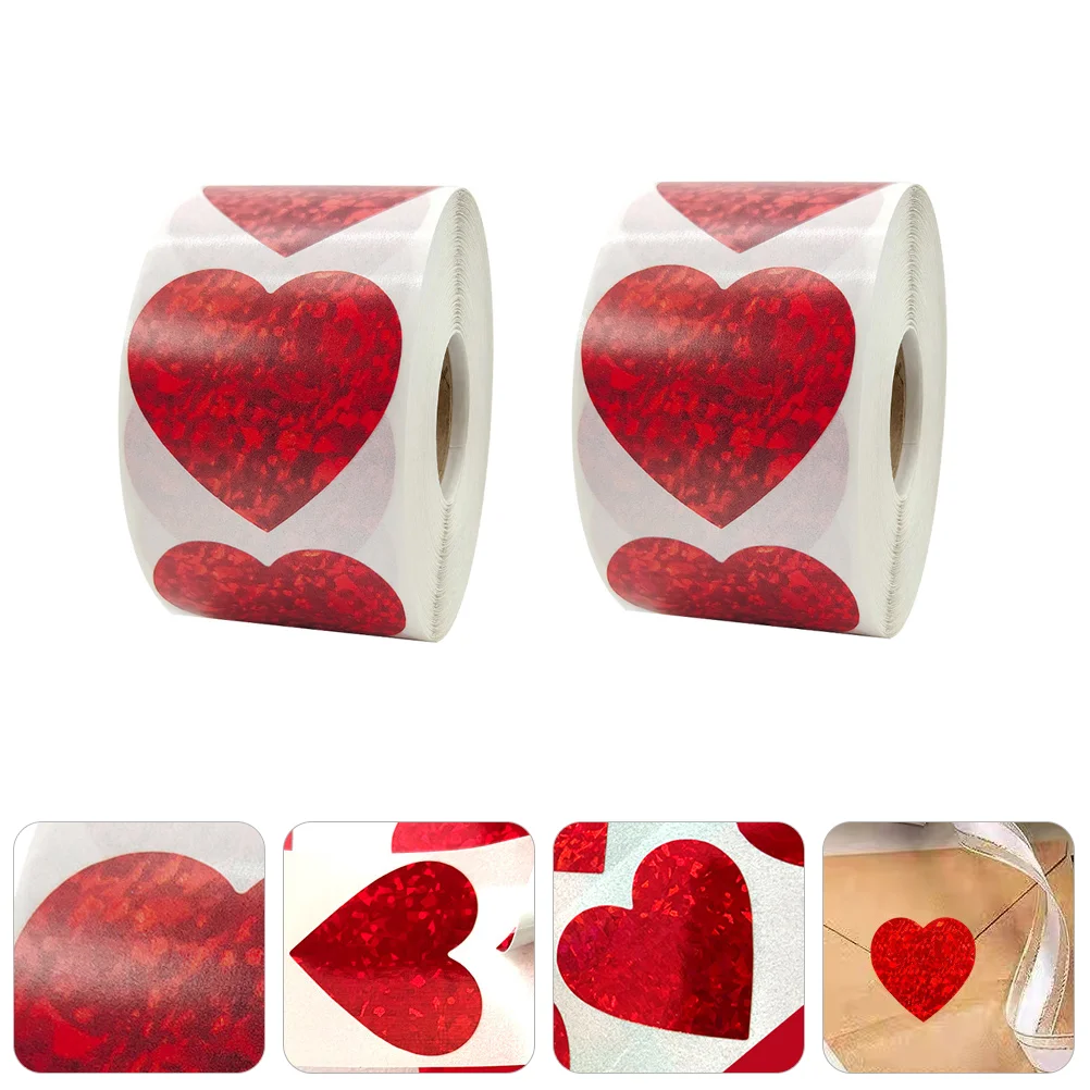 

2 Rolls Heart Sticker Envelopes Label Nice Good Sealing Sticker Decal for Sealing Decor