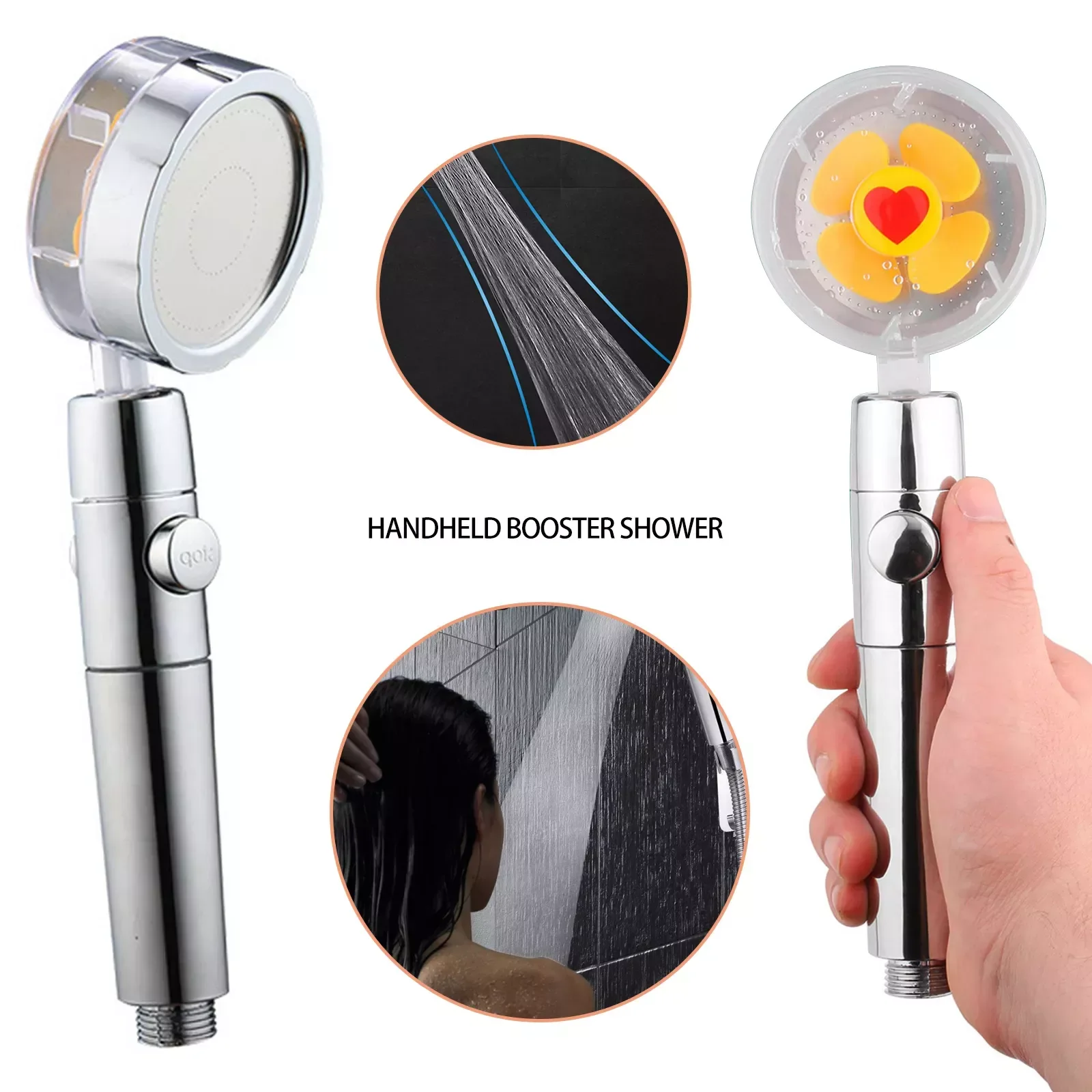

Pressure Handheld Shower Head-Detachable Shower Spray with Pause Switch 3 Spray Modes Water Saving SPA Shower Head