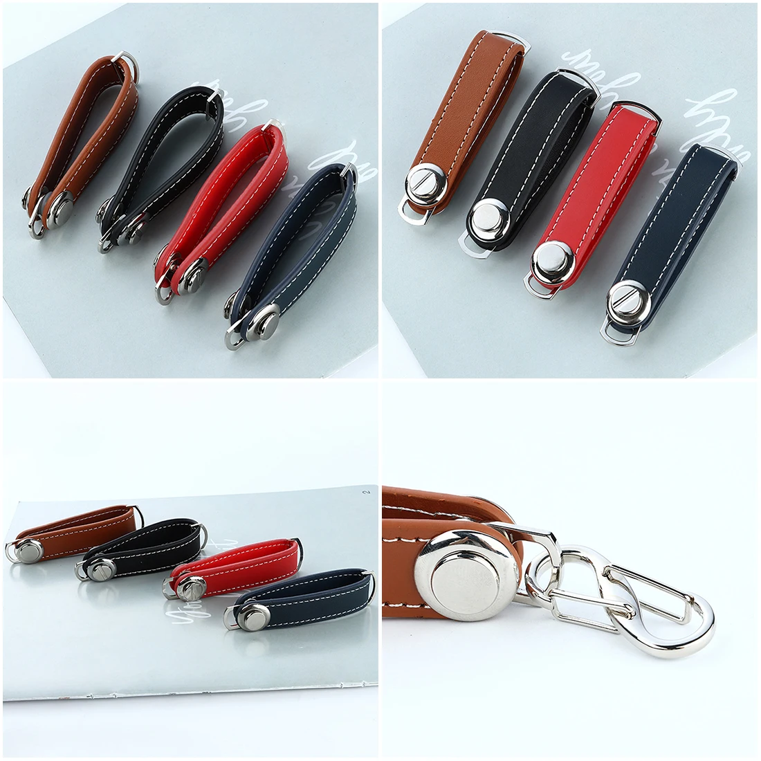 

High-Grade Leather Zinc Alloy Keychain Car Key Rings Holder Case Small Portable Housekeeper Key Organizer Bag Key Wallet