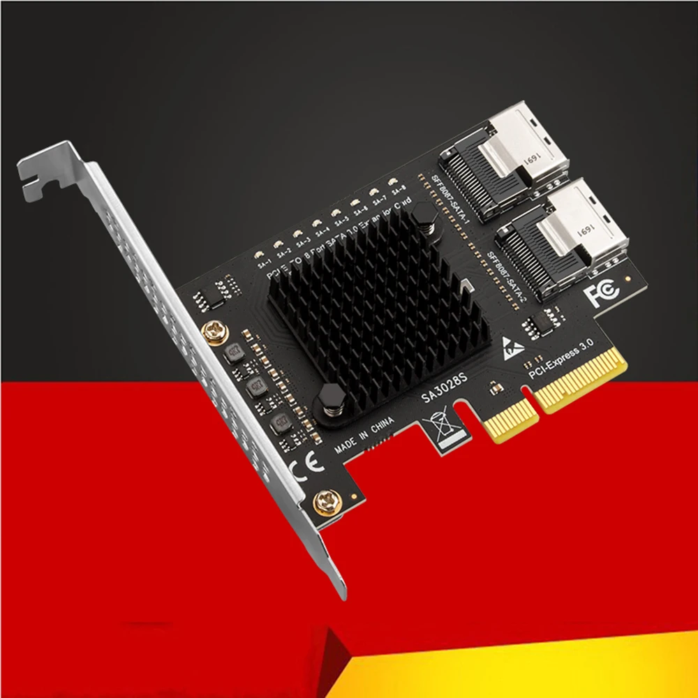

SSD-адаптер PCIe-Mini SAS 8087, 8 портов, SATA 3,0, 6 Гбит/с