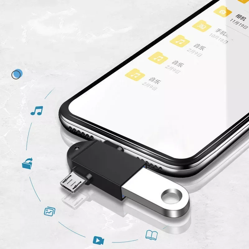 

In 1 OTG Adapter USB 3.0 Female To Micro USB Male USB C Connector Aluminum Alloy on The Go Converter for Xiaomi for Samsung