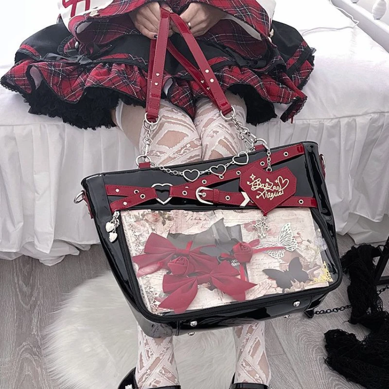 Прозрачная эстетичная женская сумка Y2k из искусственной кожи под подмышки модная