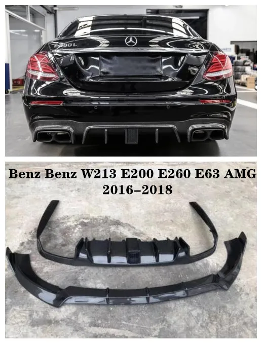 

Для Benz W213 E200 E260 E63 AMG 2016-2018 углеродное волокно автомобильный бампер передние разветвители губ задний диффузор спойлер Защитная крышка