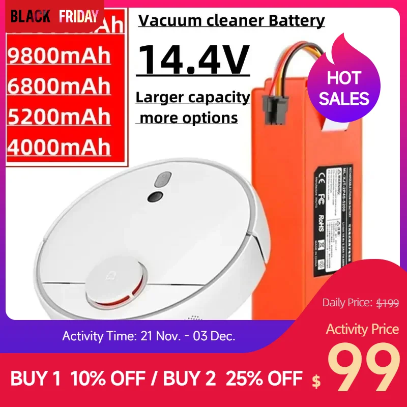 Сменный аккумулятор для робота-пылесоса Xiaomi Roborock S55 S60 S65 S50 S51 S5 MAX деталей S6 14 4 В 12800
