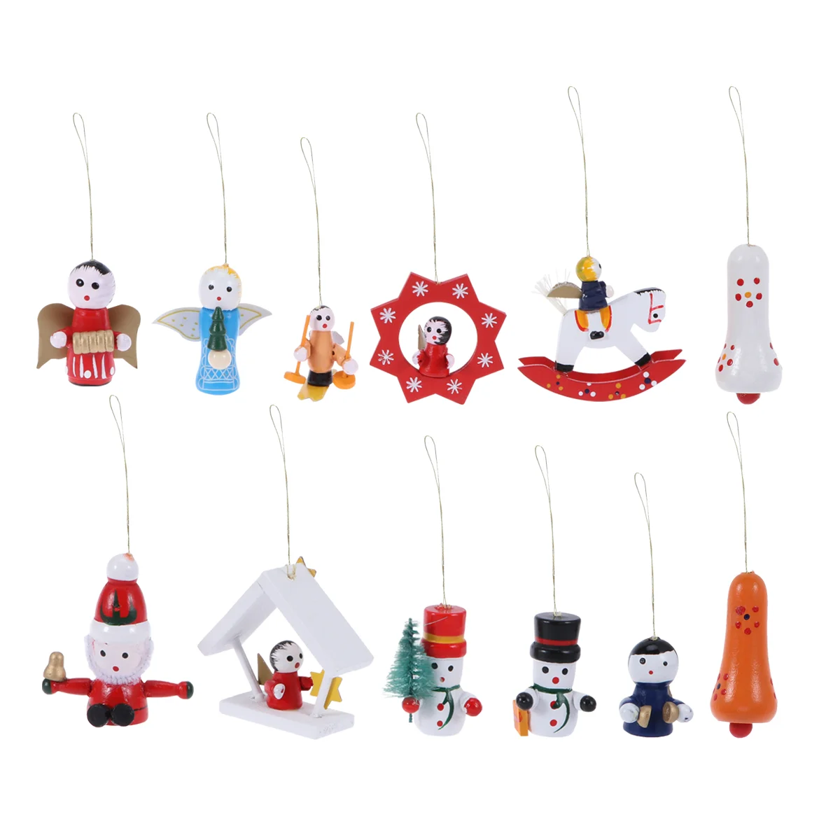 

12PCS Christmas Ornaments Xmas Tree Hanging Decoration Wooden Hanging Craft Small Christmas Tree Ornaments Christmas Decorations