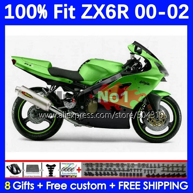 

OEM Body For KAWASAKI NINJA ZX 6R 636 600 CC 6 R 70MC.151 ZX-6R ZX636 ZX6R 00 01 02 2000 2001 2002 Injection Fairing green stock