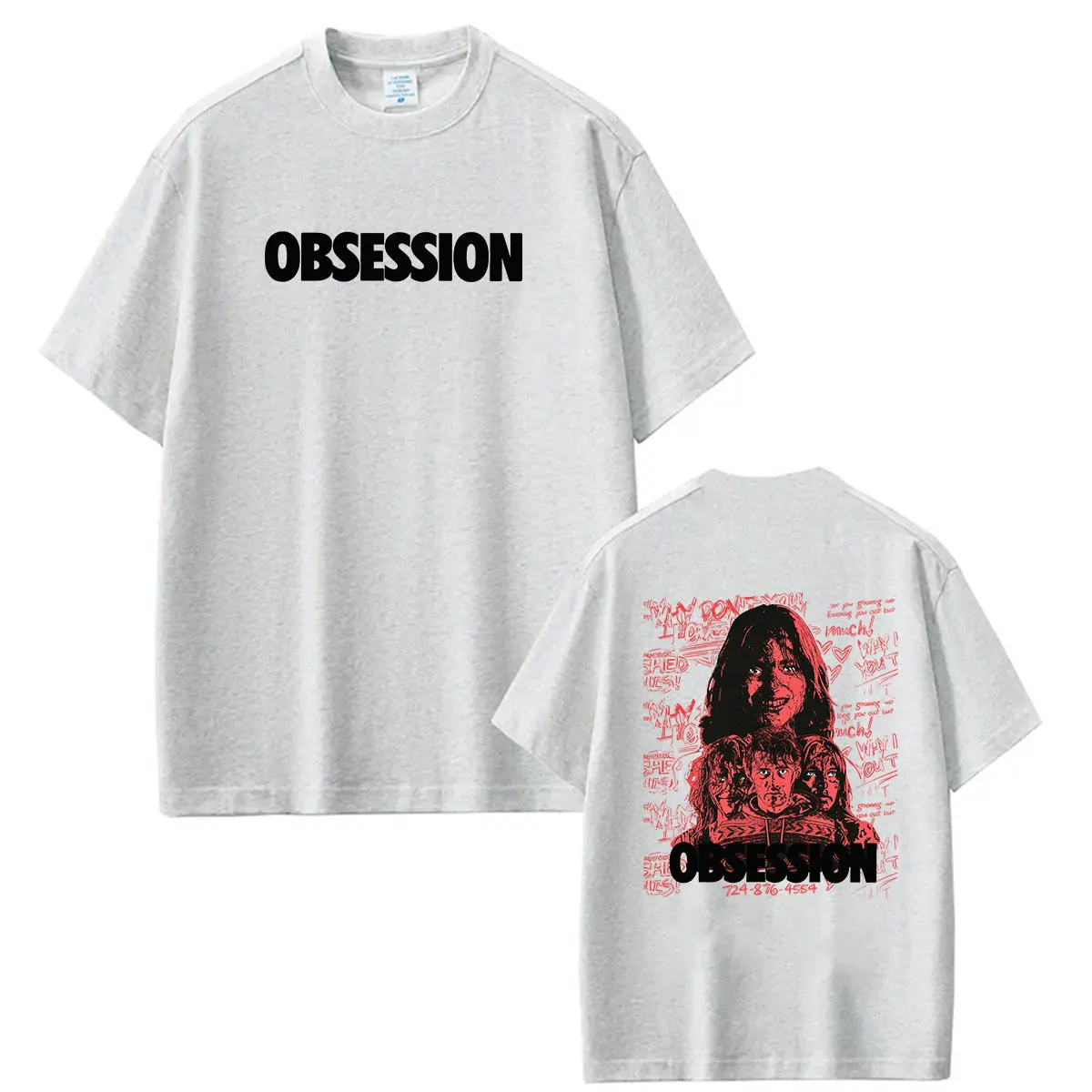 Фото Футболка унисекс 2026 Movie Obsession Horror Graphic, винтажная, высококачественная, модная, 100% хлопок, оверсайз, уличная одежда №4