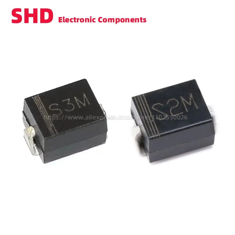 100 шт. S2M S3M SMA SMB DO-214AC 2A 3A 1000V SMD диод общий выпрямитель RL207 1N5408