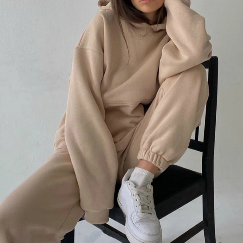 

Y2K Oversized Tracksuit Women Suit Fleece Hoodies Casual Sports Set Sweatshirts Pullover Jogging Sweatpants Korean Fashion 2022