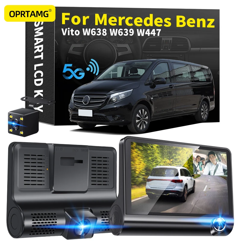 

Автомобильный видеорегистратор с 3 камерами и объективом 4,0 дюйма 1080P, видеорегистратор, Автомобильный видеорегистратор для Mercedes Benz Vito W638 639 ...