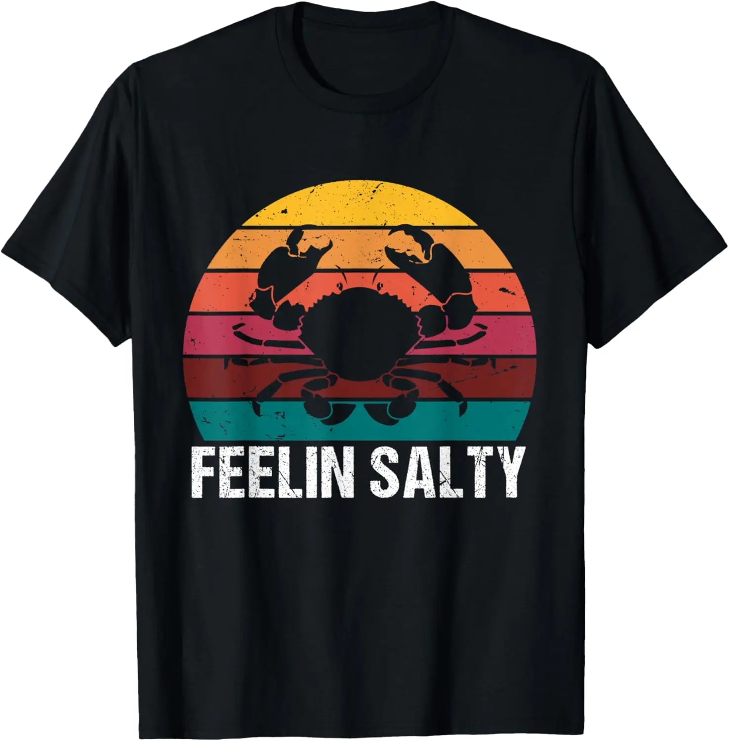 Feelin Salty Maryland Crab Sunset Забавная винтажная футболка в стиле ретро