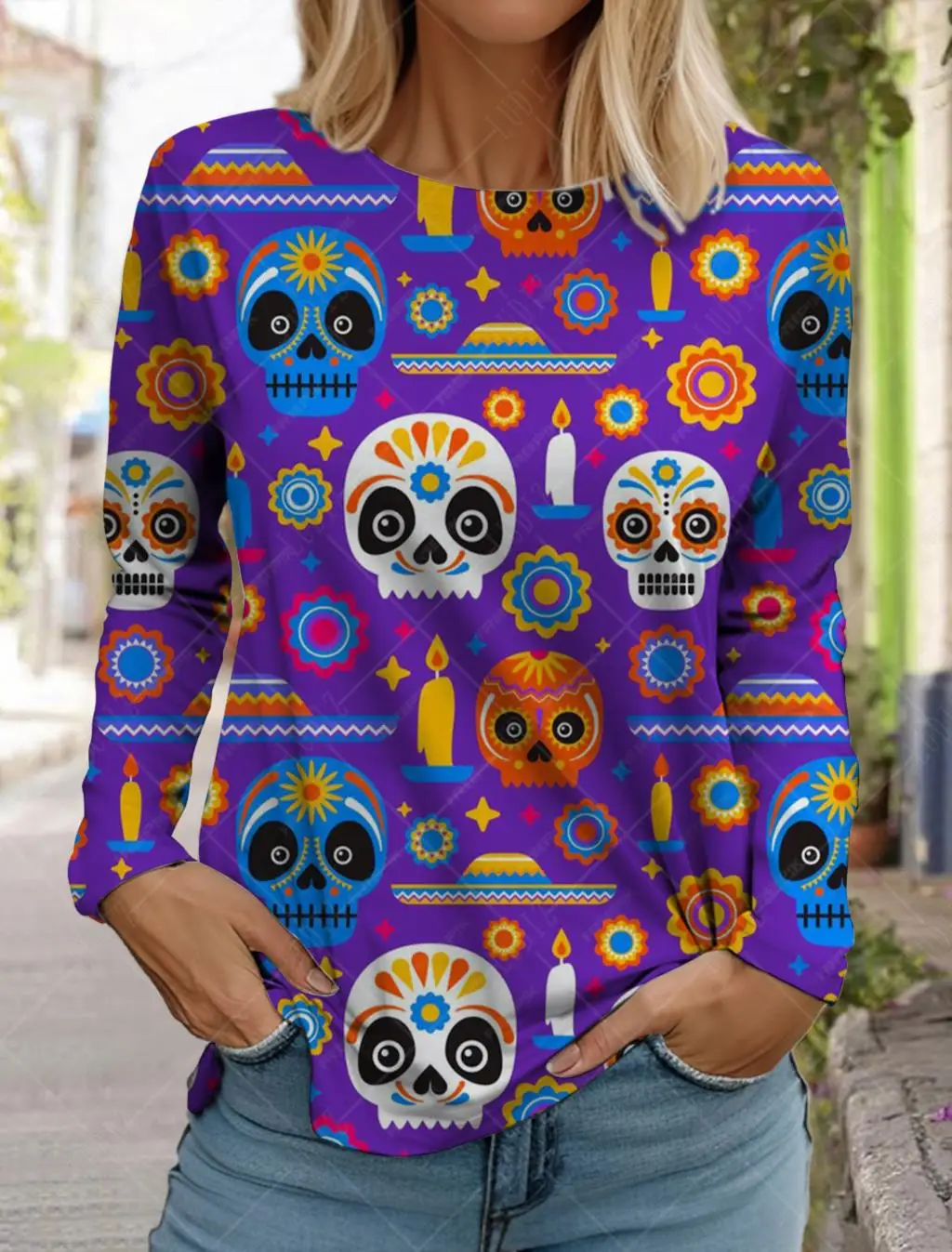 

2023 New Women's 3D Long Sleeve T-Shirt O-Neck Fashion Print Casual Streetwear Oversized