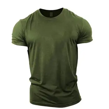 New Men T Shirt Summer Clothing Solid Color Printed Shirts O Neck Oversized Top Casual Streetwear Loose Fitness Clothing For men 1
