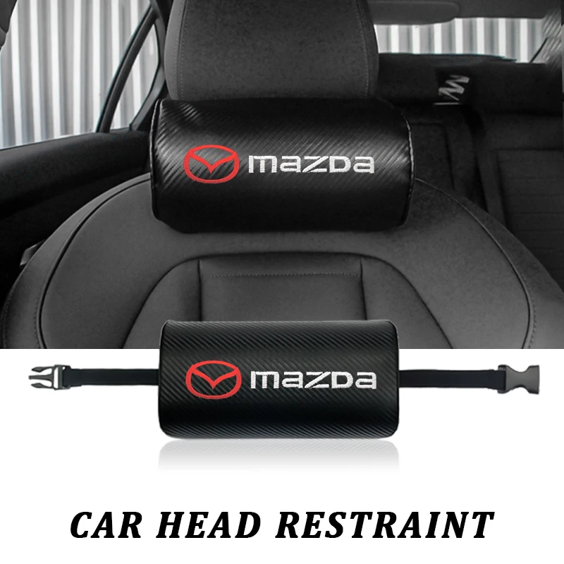 

Car Head Pillows Carbon Fiber Leather Headrest Neck Support Protector Cushion For Mazda 3 Axela 2 Speed 6 Atenza MX5 323 CX5 CX3