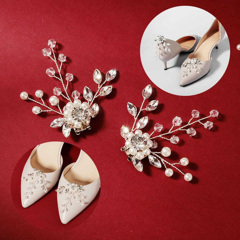 

6 PCS Rhinestone Charm Shoes Clip Bridal Shoes Decoration Crystal Shoes Flower DIY Women's Shoe Buckle Banquet Shoes Accessories