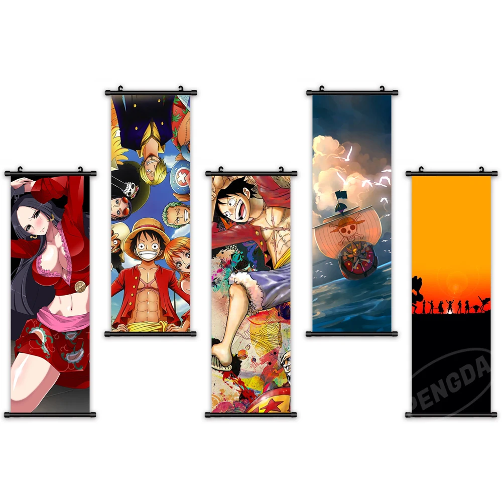 

Wall Art One Piece Canvas Anime Pictures Luffy Painting Nami Printed Robin Poster Plastic Zoro Hanging Scrolls Home Decoration