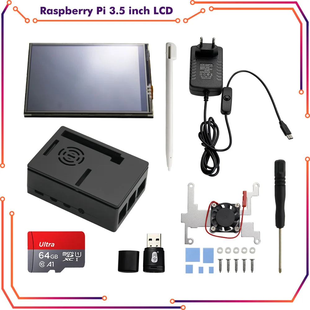

3,5 дюймовый сенсорный экран Raspberry Pi 4 Model B 480*320, ЖК-дисплей + сенсорная ручка + ABS чехол для Raspberry Pi 4 RPI60