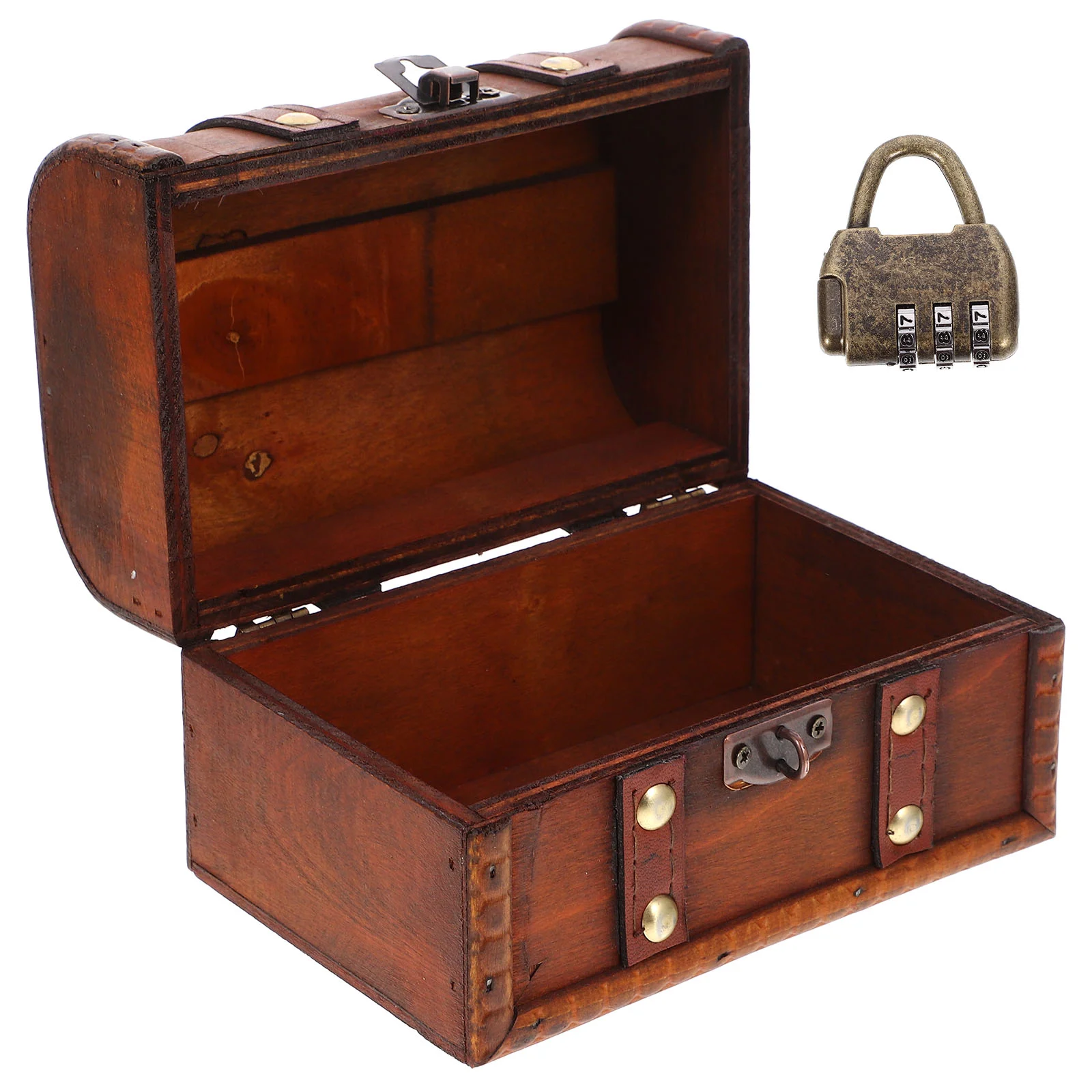 

Wooden Treasure Box Desktop Jewelry Storage Box Small Trinket Storage Box With Password Lock