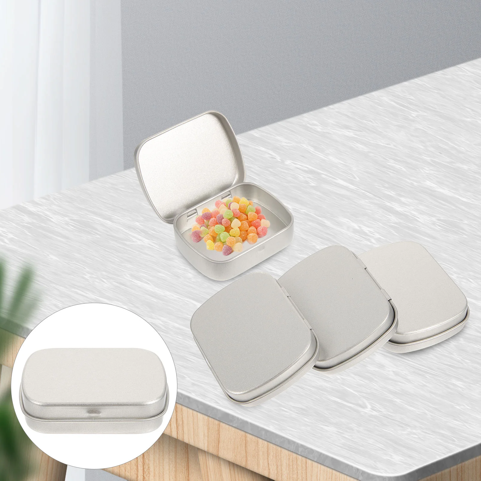 

4 Pcs Candy Jars Lids Storage Tins Jewelry Wrapping Case Empty Box Metal Small With