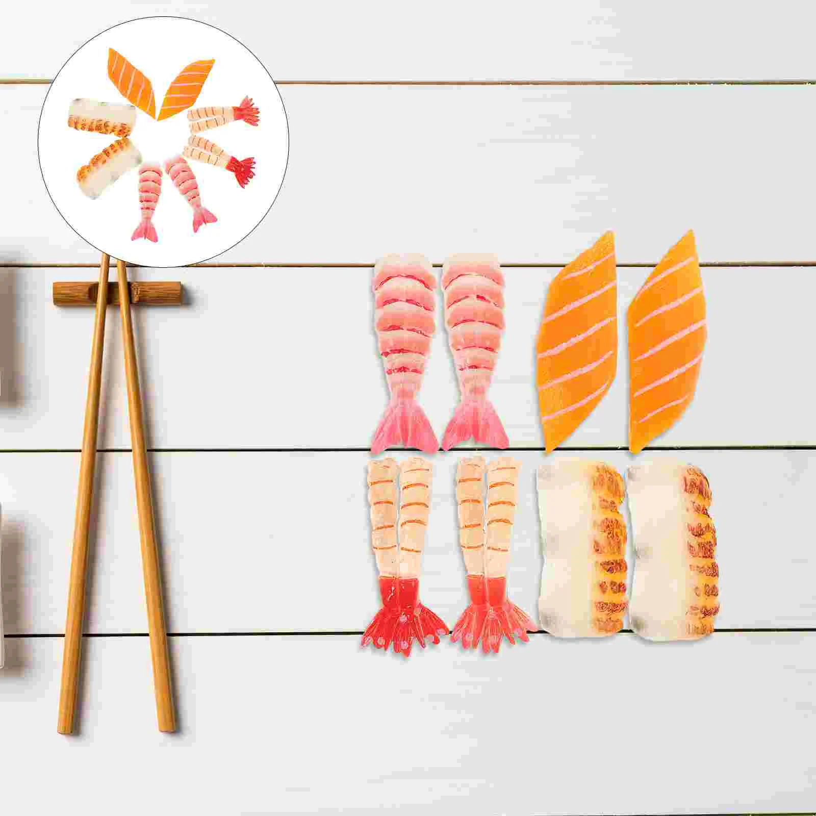 

8 Pcs Simulated Sashimi Salmon Decor Slices Fake Dining Table Pretend Restaurant Food Fillet Models Pvc Miniature