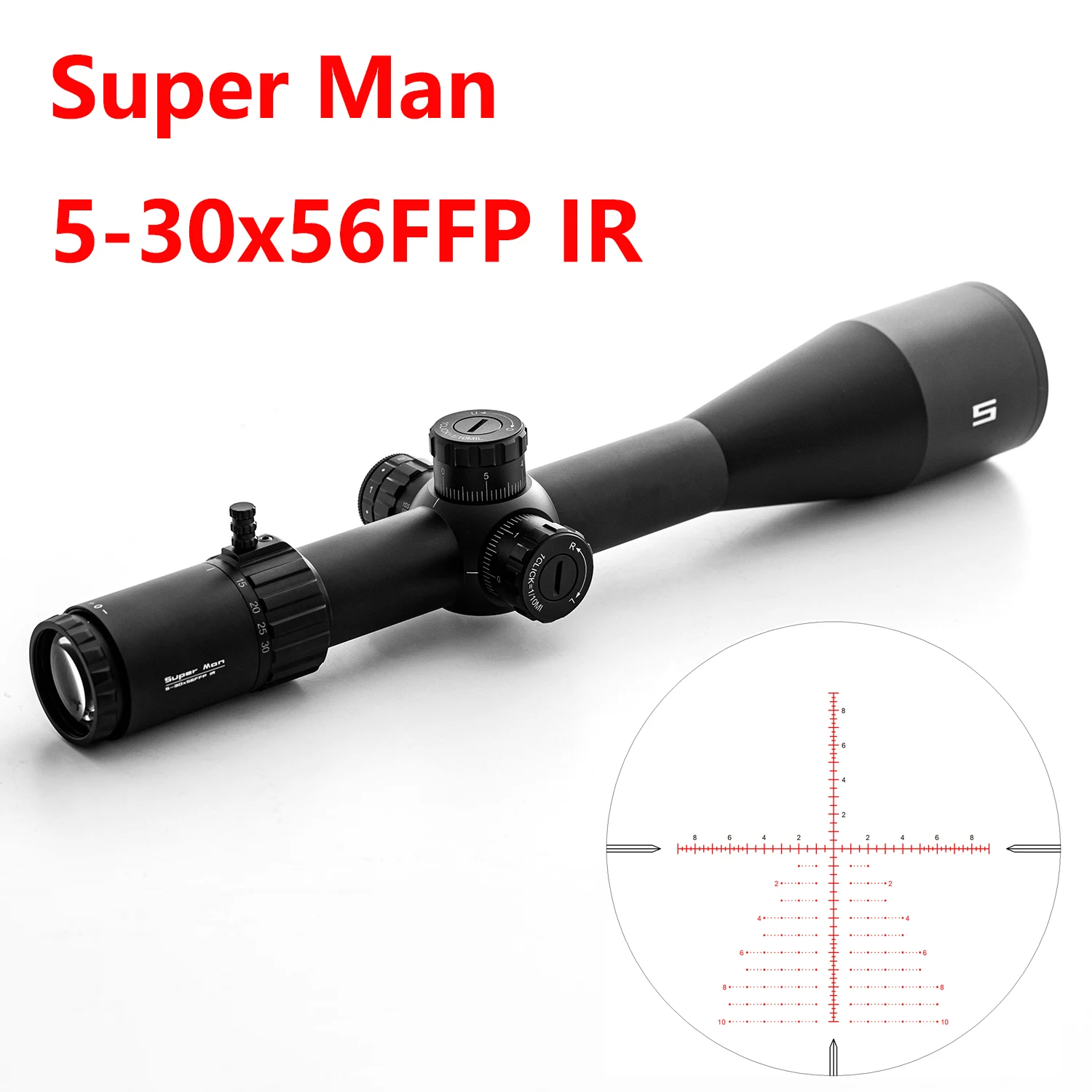 

Tactical Optics 34mm Tube 5-30x56 FFP IR Hunting Riflescopes Illumination Rifle Scope 1/10MIL Zero Stop .338 Long Range Precise