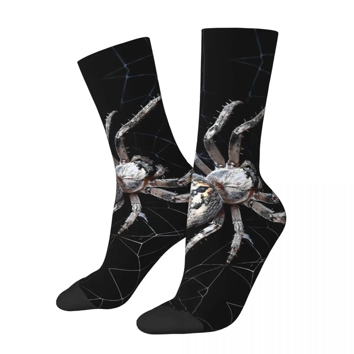 

Big Spider On Cobweb Funny Men's Socks Retro Spider Web Animal Street Style Seamless Crew Sock Gift Pattern Printed