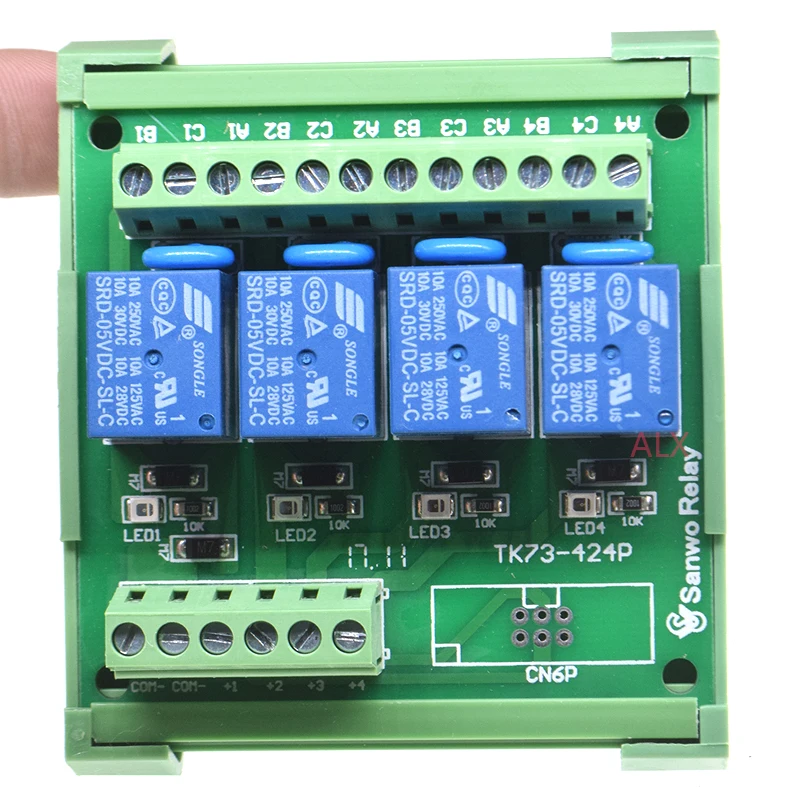 4-Канальный Релейный Модуль с креплением на DIN-рейку SRD-05VDC-SL-C 10A 5V 12V 24V DC PNP NPN 1NO 1NC (art.: 3920b8b506bfa) - 3920b8b506bfa