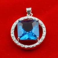 anglang novel designed women necklace round blue cubic zirconia unique accessories for party fancy gift girl statement jewelry