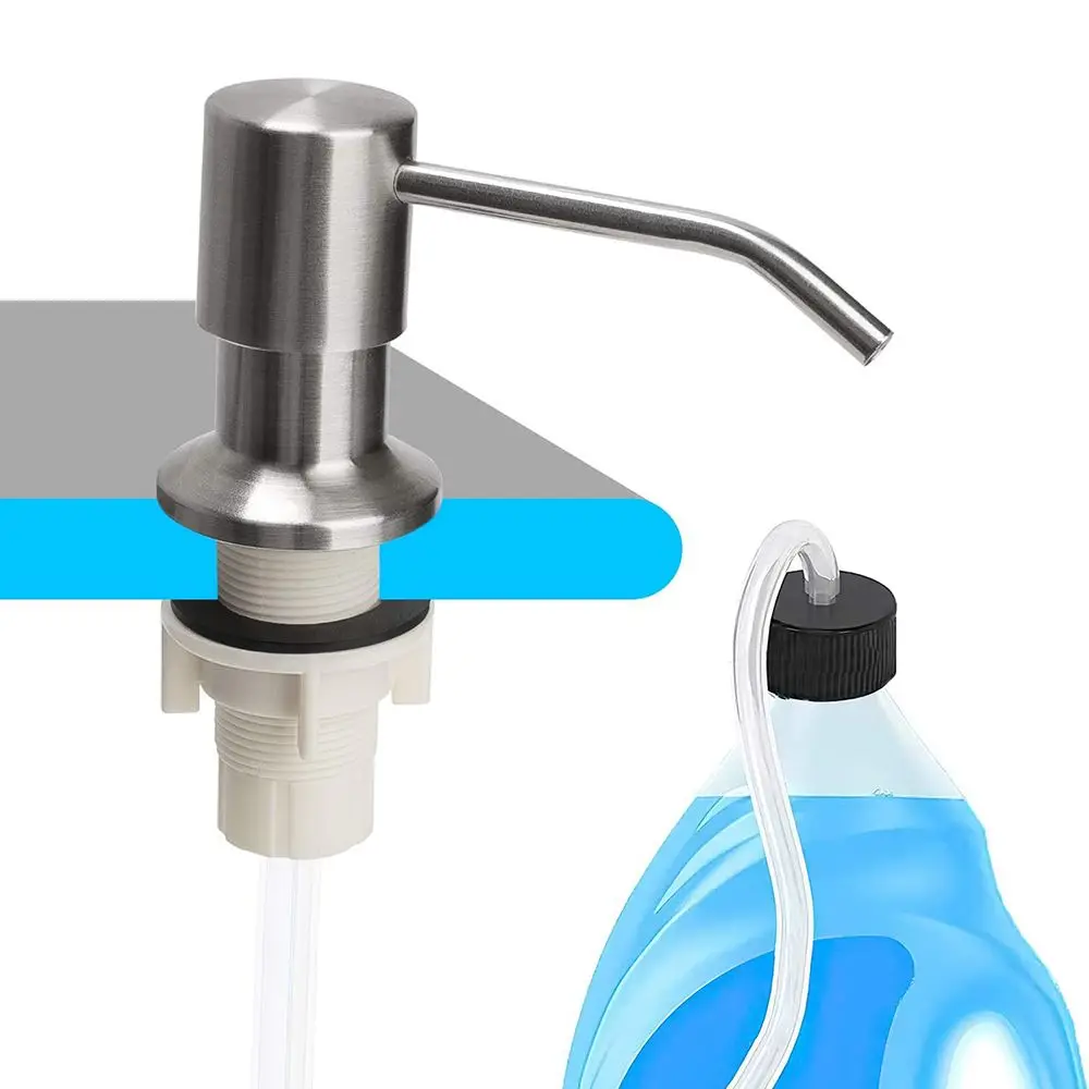 

Detergent Water Pump Stainless Steel No-spill Lotion Dispenser Kitchen Sink Mounted Dishwashing Liquid Soap Dispenser
