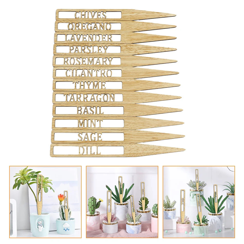 Labels Wooden Flower Tags: 12pcs Nursery Garden Labels Markers Sign Stakes for Pot Flowers Vegetables