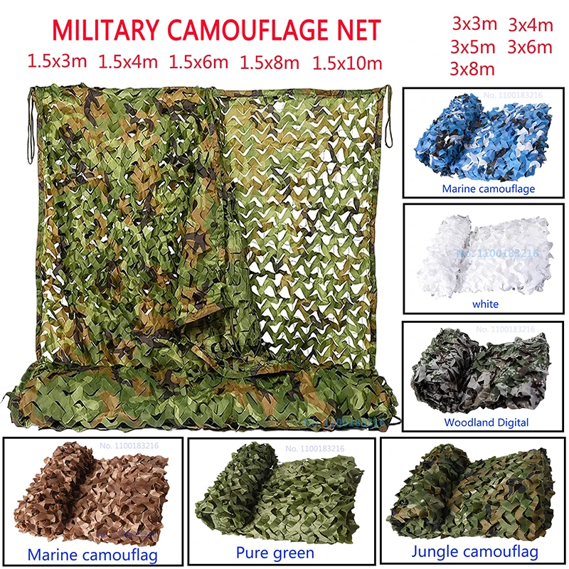 

Hunting Military Camo Net Woodland Army Training Camo Net Car Cover Tent Shade Camping Awning 1.5x3m 1.5x10m 3x3m 3x8m