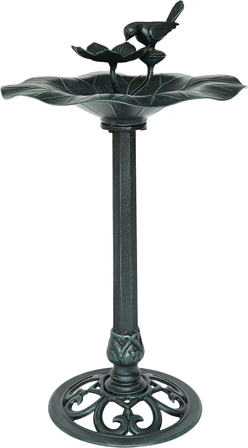 

POPTOP Andy уличная алюминиевая и железная ванна для птиц, антикварная зеленая