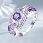 Лидер продаж, простое кольцо с инкрустированным цветным опалом в форме сердца, Женские Ювелирные изделия, оптовая продажа