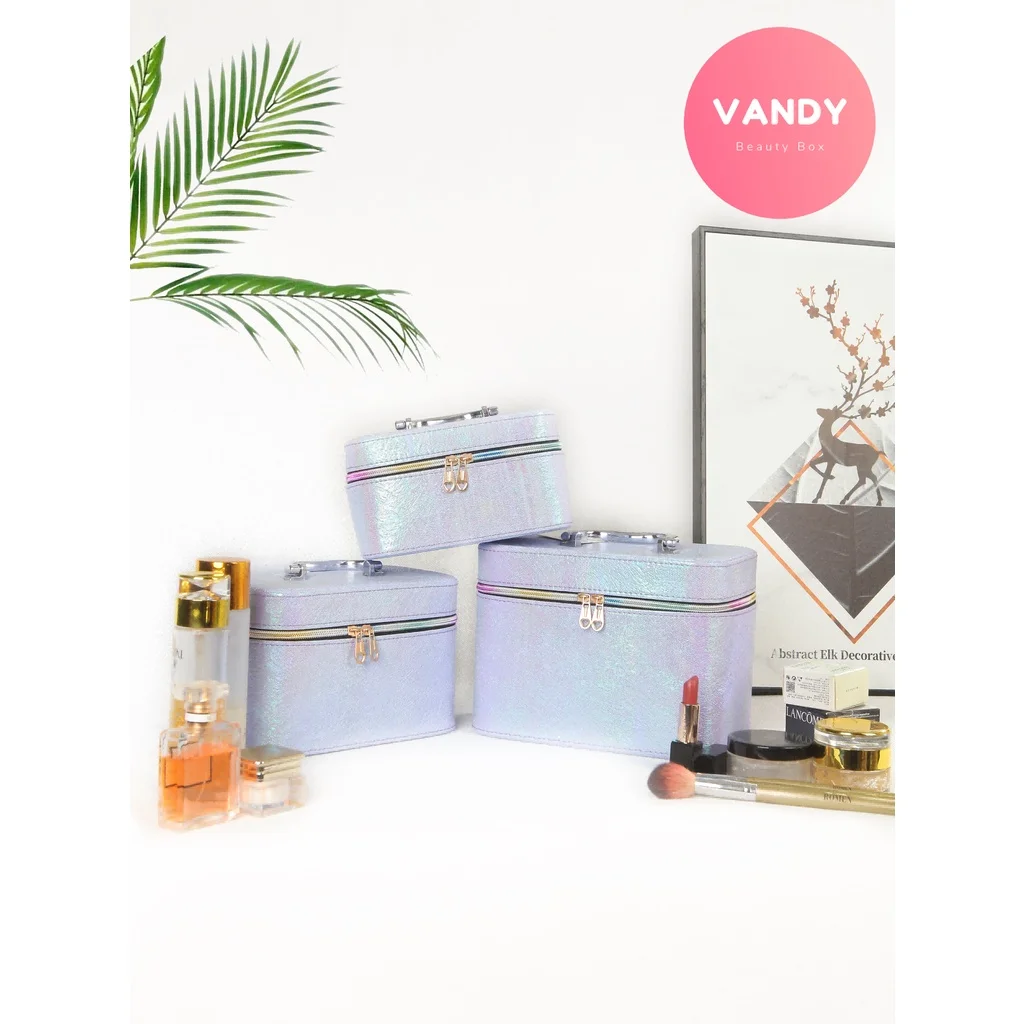 

Vandy 2022 Pink Purple Ladies Cosmetic Case bag for women girls Home Travel Storage Box Large Capacity organizerfor makeup