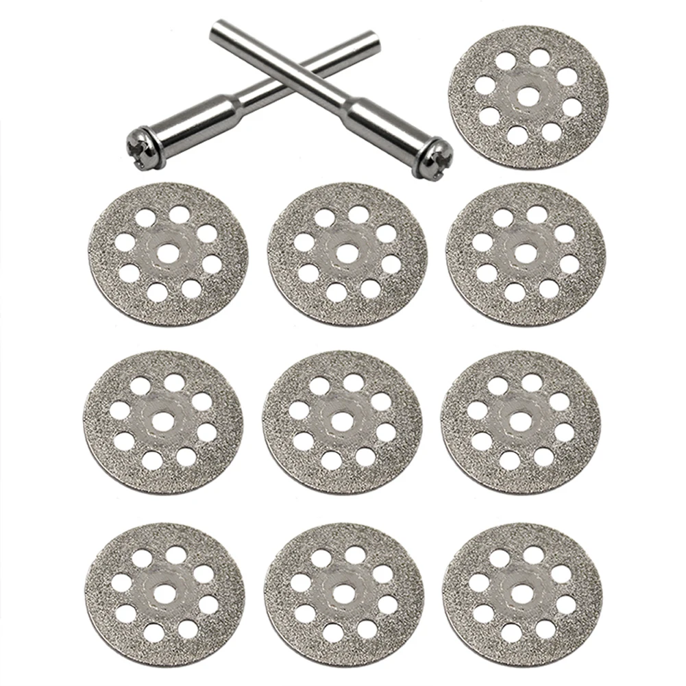 

25mm Diamond Cutting Disc W Connecting Rod Emery Circular Saw Blades 10pcs Rotary Tools 3mm Shank Grinding Wheel Glass Cutters