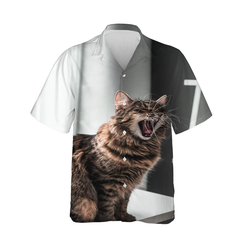 Jumeast 3D Printing 2022 New Hawaiian Men Shirts Summer docile Kitten Men's Short Sleeve Shirts Fashion Breathable Clothing Tops