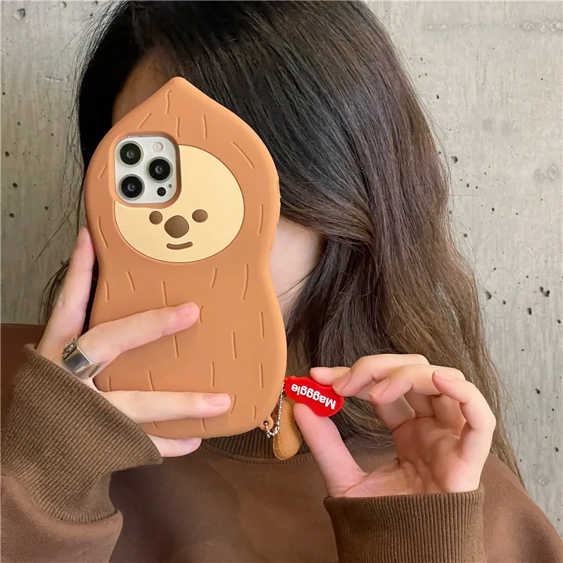 

Cartoon 3D Lucky Peanuts Pendant Phone Case For iPhone 7 8 Plus X XR XS 11 11Pro 12 13 14 Pro Max Silicone Soft Shell Back Cover
