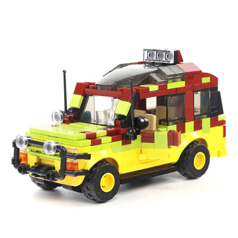 

MOC Dinosaur Park Century SUV Explorer Soldier Building Blocks German Willis Jeeped antiaircraft Bricks Toy for Children's Gifts