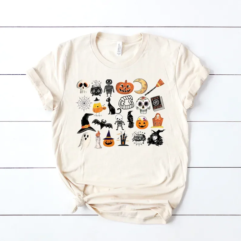 

It’s the Little Things Happy Halloween Relaxed Jersey T-Shirt Short Sleeve Top Tees O Neck Shirt 100% cotton y2k Drop Shipping