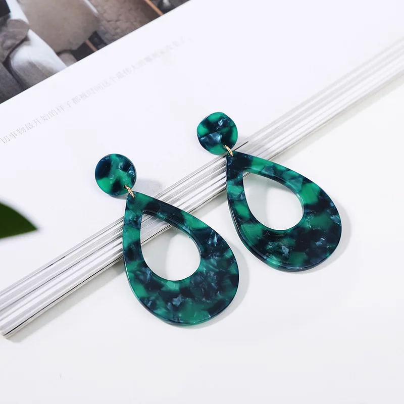 

New creative fashion street fashion trend earrings European and American style exaggerated geometric drop-shaped acetate plate e